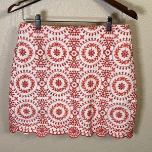 Size 6 Loft orange and white skirt